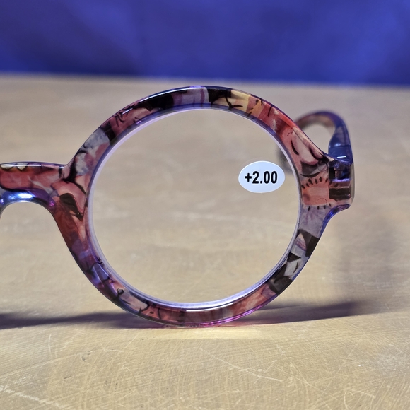 +2.00 Readers Floral Round Glasses - Picture 2 of 5